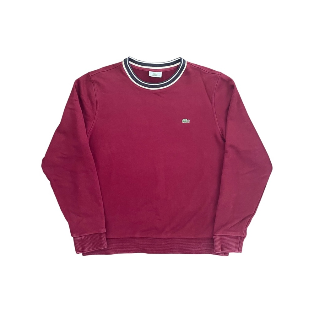 Lacoste Long Sleeve Sweater Mens M Burgundy Red Croc Crewneck Pullover Preppy